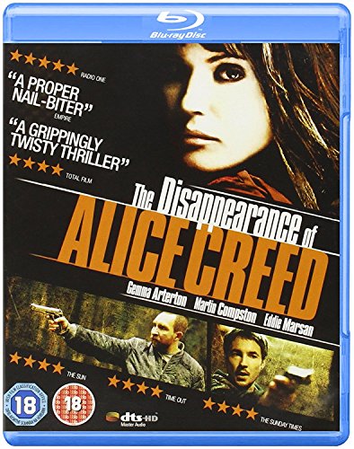 Blu-ray cover for thriller “The Disappearance Of Alice Creed” with cast photos.