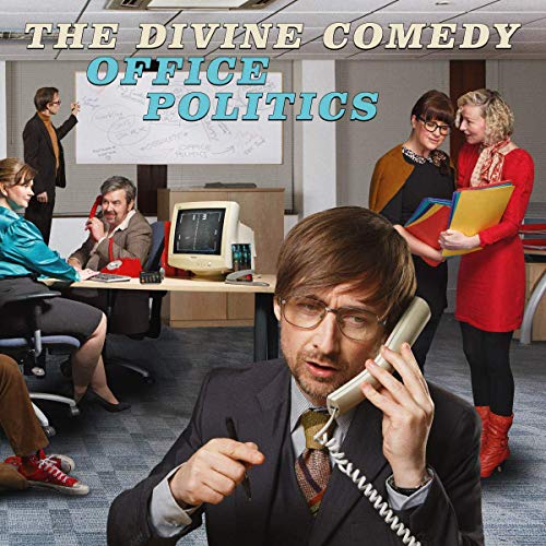Vinyl album cover depicting stressed office workers with vintage computers.