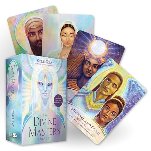 Oracle card deck and guidebook featuring portraits of ethereal figures.