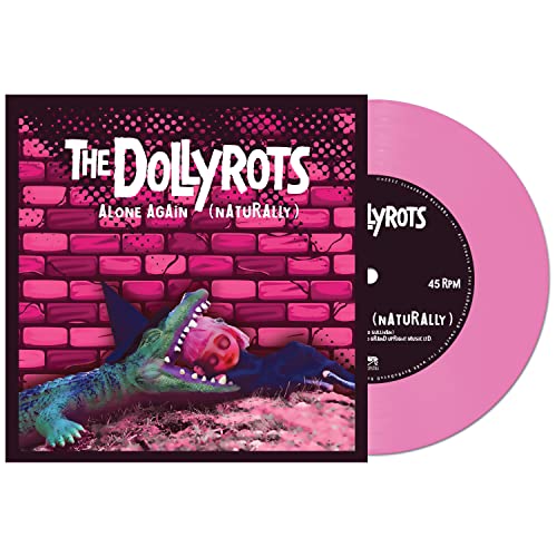 Pink vinyl record with album art featuring a brick wall and cartoon alligator.