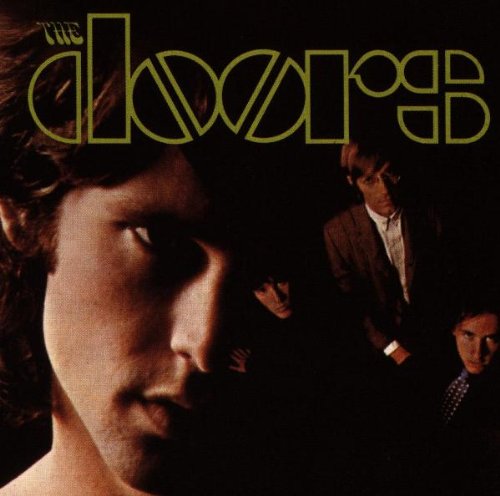 The Doors album cover featuring band members and green lettering.