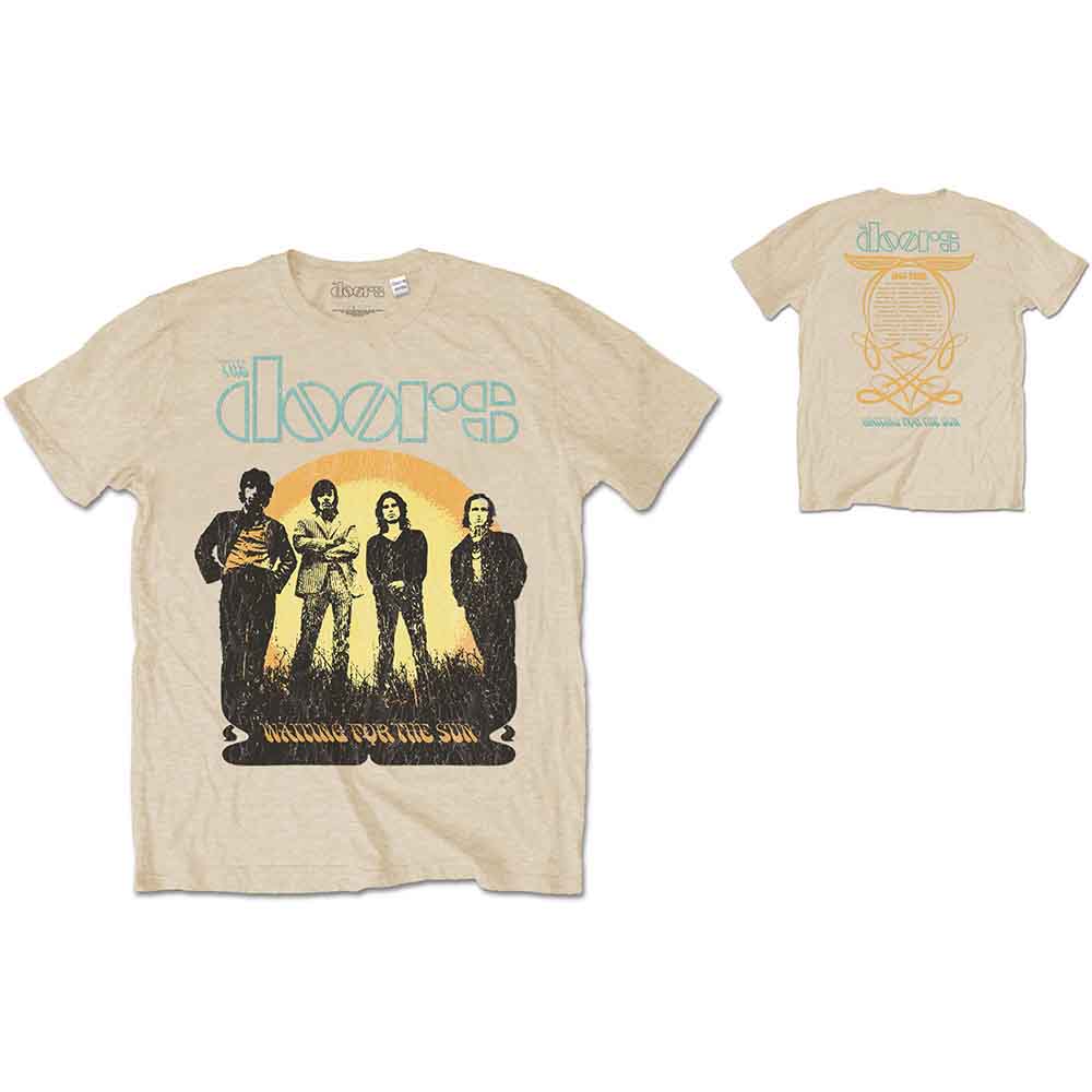 Off-white t-shirt with a graphic of The Doors band members.