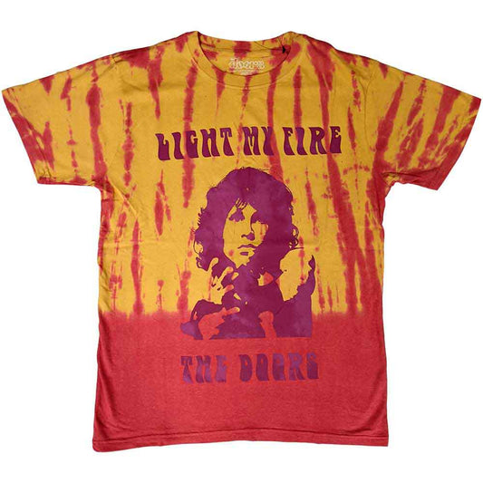 Black unisex t-shirt featuring The Doors Light My Fire graphic with a vintage wash.