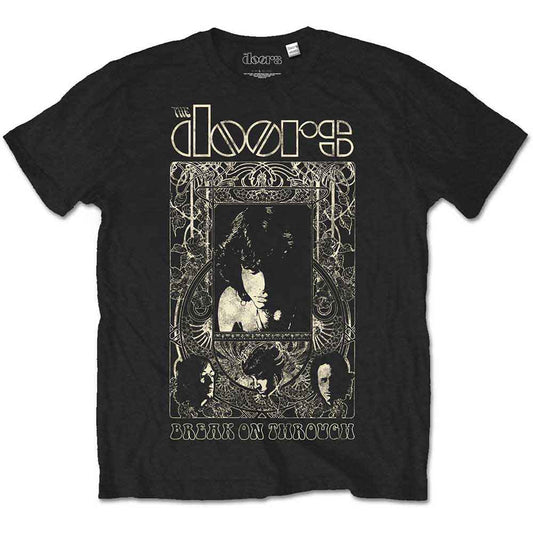 Black t-shirt featuring The Doors logo, Art Nouveau graphics, and band member portraits.