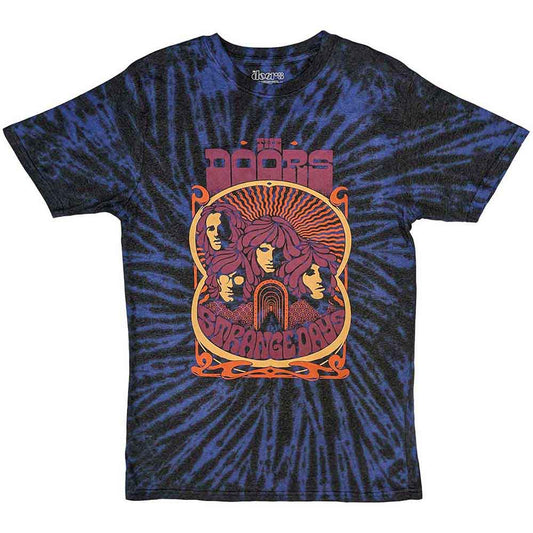 The Doors band logo on a dip-dye, unisex t-shirt, size X-Large.