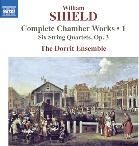 CD cover for William Shield’s chamber works featuring a historical street scene.