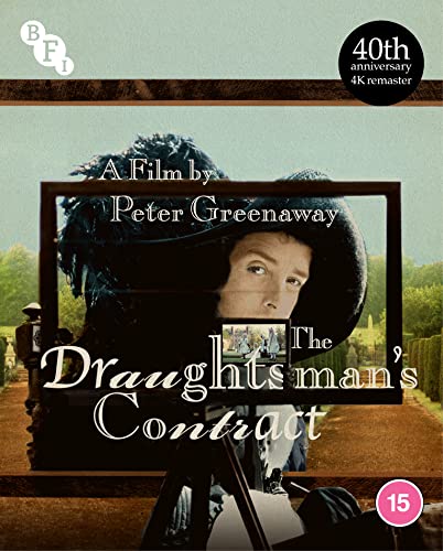 Blu-ray cover for “The Draughtsman’s Contract” featuring a man in a hat.