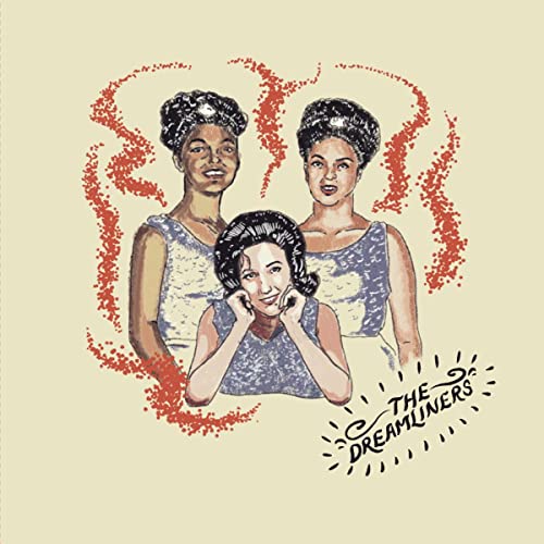Vintage-style illustration of three women with dark hair, album cover art.