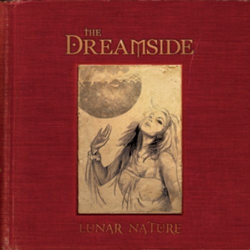 CD cover: woman reaching towards a large moon on a red background.