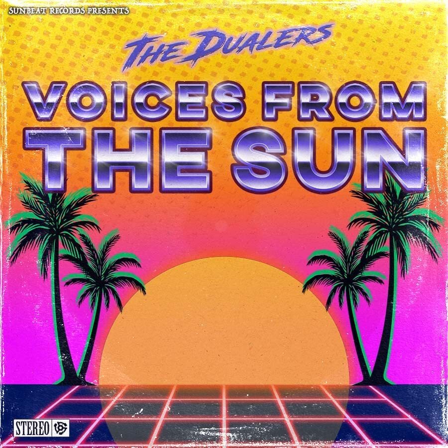 CD cover for “Voices From The Sun” by The Dualers, with palm trees.