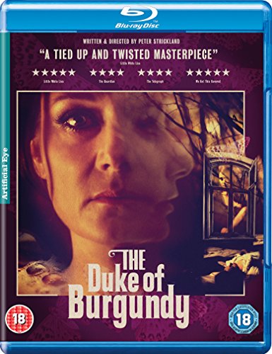 Blu-ray cover for "The Duke of Burgundy" featuring a woman’s face and a window.