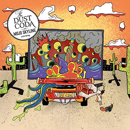 Album cover for The Dust Coda’s “Mojo Skyline” with surreal desert scene.