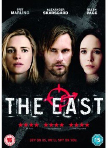 DVD cover for “The East” featuring Brit Marling, Alexander Skarsgård, and Ellen Page.