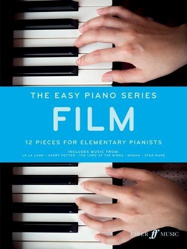 Piano music book cover, “The Easy Piano Series: Film” with hands on keys.