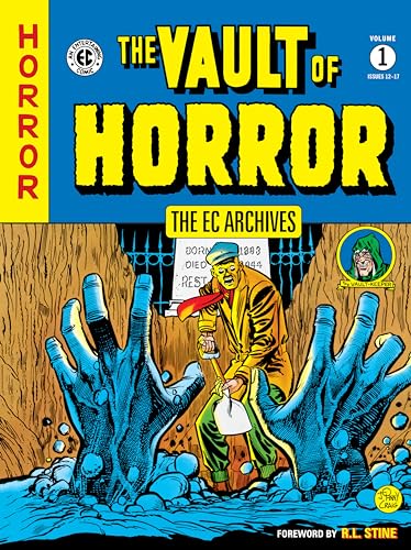 Vintage horror comic cover featuring a man digging with skeletal hands reaching.