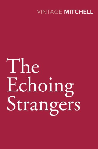 Book cover: “The Echoing Strangers” in white text on a red background.