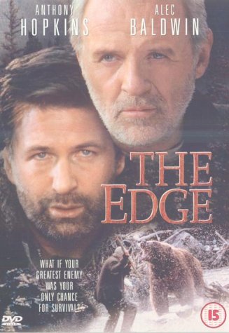 DVD cover for "The Edge" featuring Anthony Hopkins, Alec Baldwin, and a bear.
