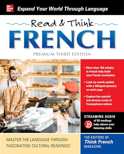 French language textbook cover with bakery scene and streaming audio icon.
