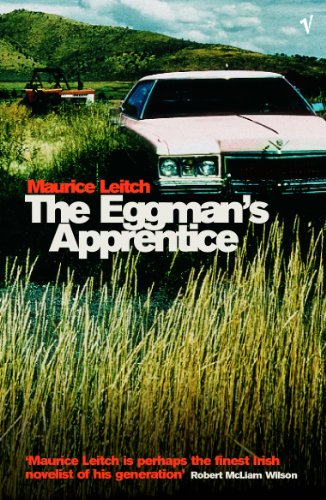Book cover: pink car in tall grass, rural landscape, title "The Eggman's Apprentice".