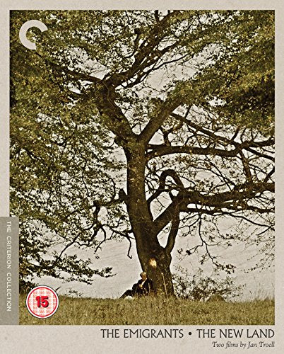 Blu-ray cover for “The Emigrants/The New Land” featuring a large tree and field.