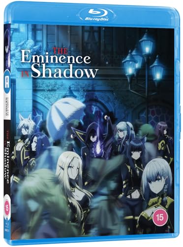 The Eminence in Shadow Season 1 Blu-ray case featuring anime characters against a night background.