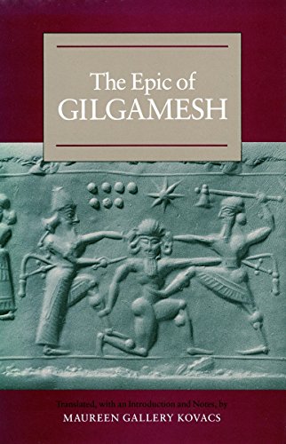Book cover for "The Epic of Gilgamesh" with ancient relief imagery.