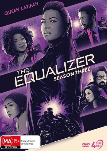 DVD cover for "The Equalizer" Season 3 featuring Queen Latifah and cast.