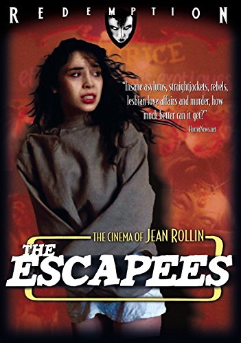 The Escapees" Blu-ray cover featuring a distressed woman in a straitjacket.
