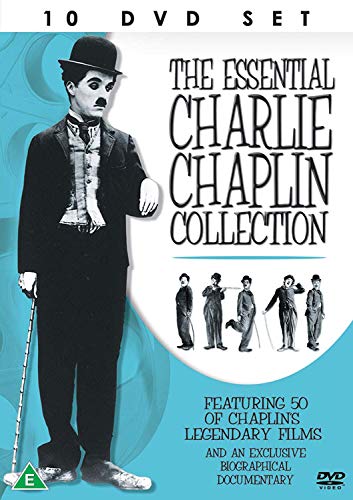 Charlie Chaplin in a suit and bowler hat on a DVD cover.