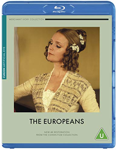 Blu-ray cover for "The Europeans" featuring a woman in historical dress.