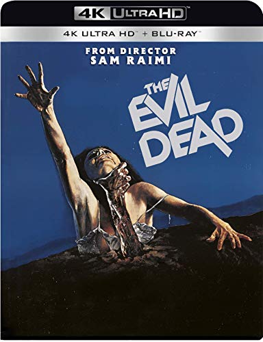 Blu-ray case for "The Evil Dead" featuring a woman emerging from dirt.