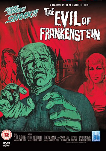 DVD cover art for The Evil of Frankenstein featuring a green monster and two women.