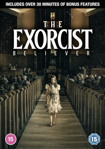 DVD cover for "The Exorcist: Believer" featuring a girl in a church.