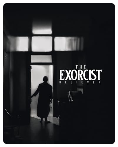 Steelbook cover for "The Exorcist: Believer" featuring a lone figure in a doorway.
