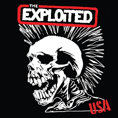 The Exploited album cover featuring a skull with a mohawk and "USA".