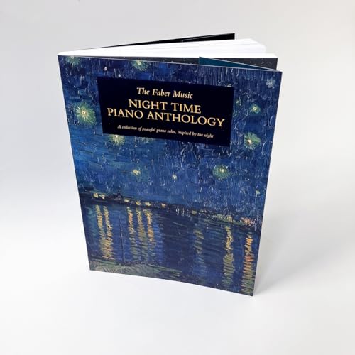 The Faber Music Night Time Piano Anthology book cover featuring a starry night painting.