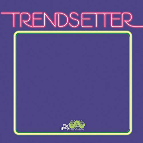 CD cover for The Fall’s “Trendsetter” with neon pink and green text.
