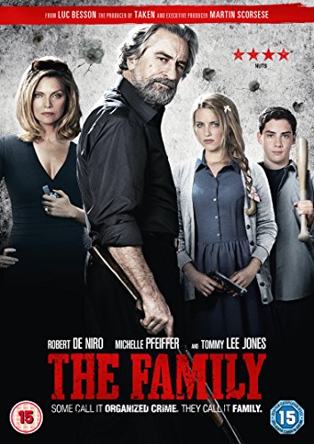 DVD cover for "The Family" featuring Robert De Niro and Michelle Pfeiffer.
