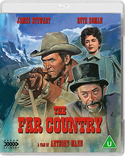 Blu-ray cover art for The Far Country featuring James Stewart and other cast members.