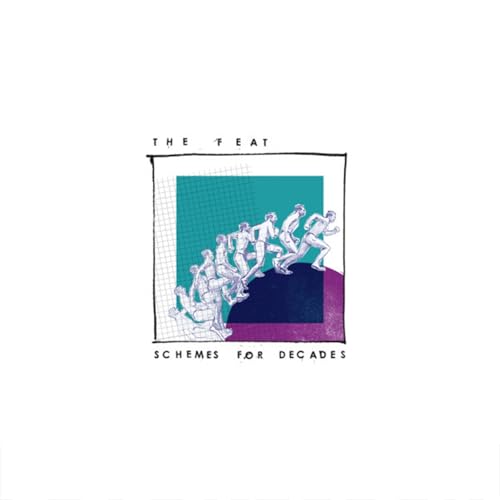 Vinyl album cover for The Feat’s “Schemes For Decades” with running figures.