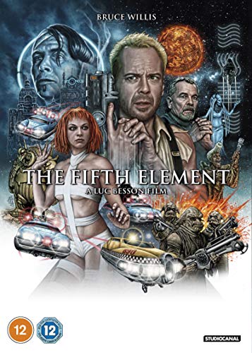 DVD cover for "The Fifth Element" featuring Bruce Willis and Leeloo.