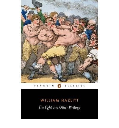 Book cover: vintage illustration of a boxing match, "The Fight" by Hazlitt.