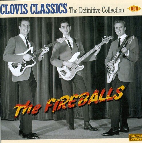 "CD cover with three black-and-white photos of the band 'The Fireballs' on a white background."