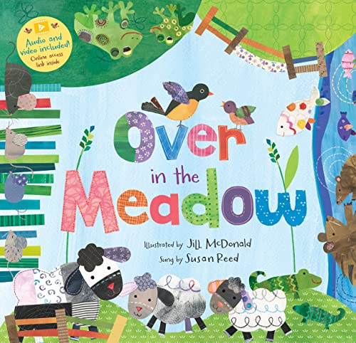 Children’s book cover with colorful meadow animals and large title text.