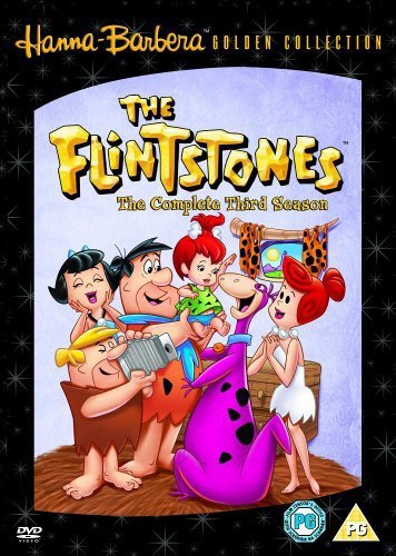 The Flintstones Season 3 DVD cover featuring Fred, Wilma, Barney, Betty, and Dino.