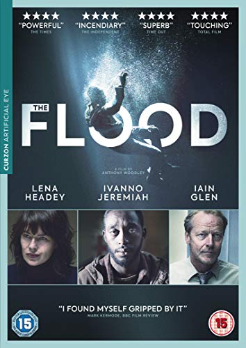 DVD cover for “The Flood” featuring a struggling figure in water and cast photos.