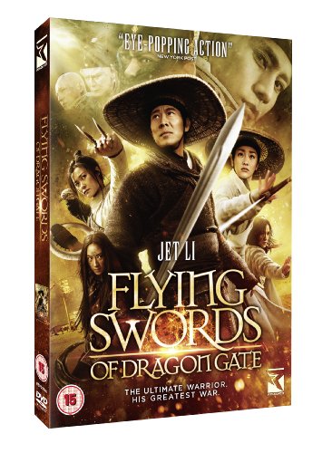 DVD cover for "Flying Swords Of Dragon Gate" featuring Jet Li with swords.