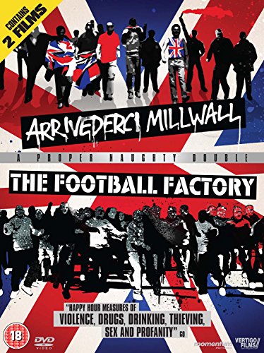 DVD cover for "The Football Factory" and "Arrivederci Millwall" films, crowd scenes.