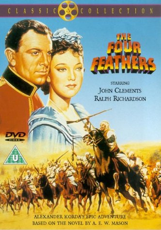 DVD cover art for The Four Feathers featuring a man in uniform and woman.
