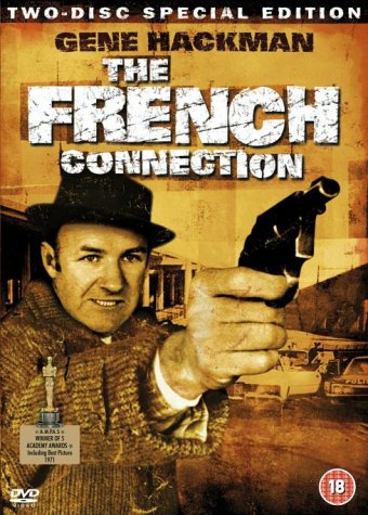 DVD cover for "The French Connection" featuring Gene Hackman with a gun.